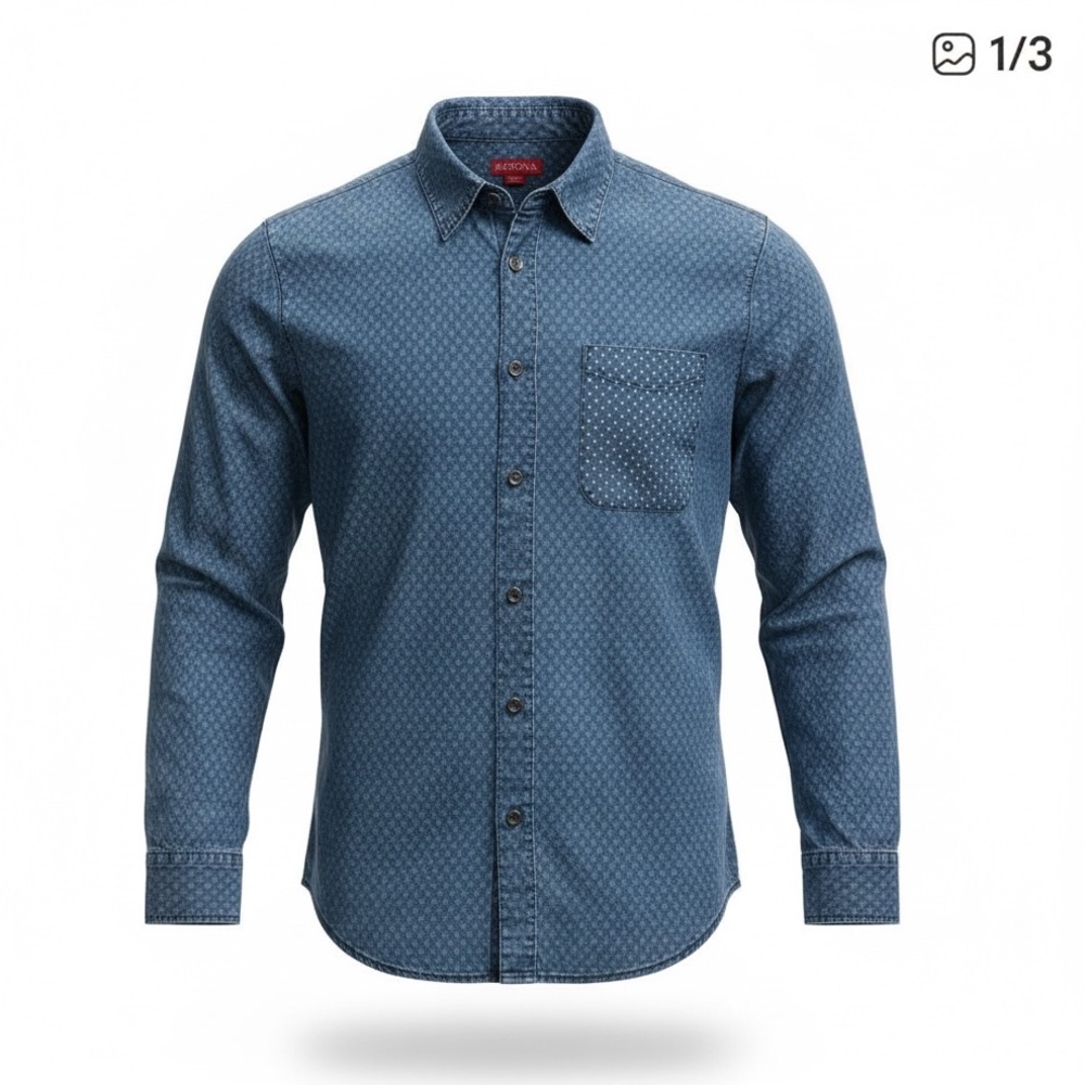 Merona Navy Patterned Casual Shirt